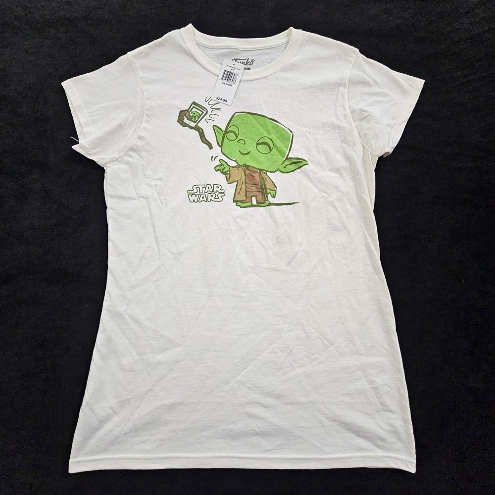 Yoda Funko‎ Star Wars White Short Sleeve Cotton T-Shirt Adult M